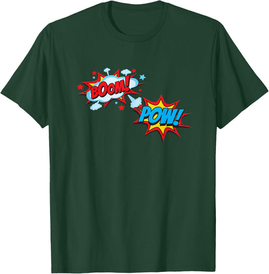 Comic Book POW Shirt Funny BOOM Retro Superhero Costume T-Shirt - T-Shirt | Forest