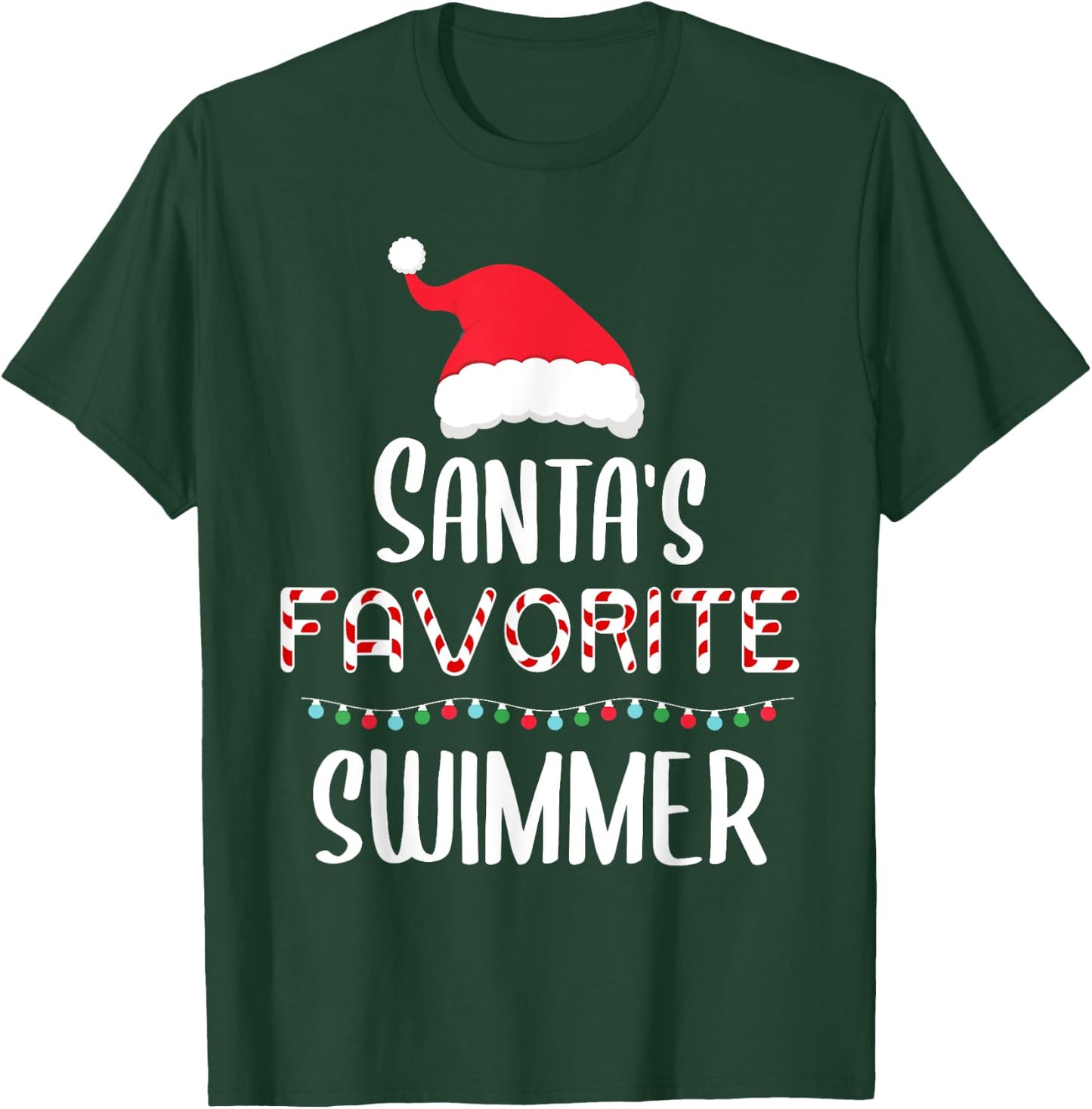 Santas Favorite Swimmer Pajamas - Funny Xmas Swimmer Costume T-Shirt - T-Shirt | Forest