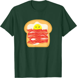 Funny Egg In A Bacon Toast Bed - Food Breakfast T-Shirt - T-Shirt | Forest