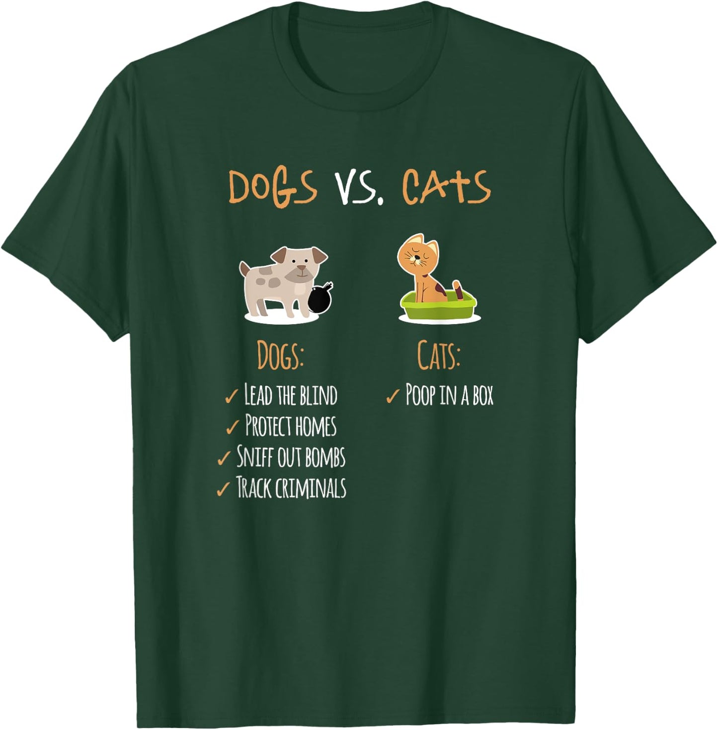 Dogs Vs Cats | Dog Dad | Dog Mom | Trending Dog Lovers Funny Women Girls Kids T-Shirt - T-Shirt | Forest