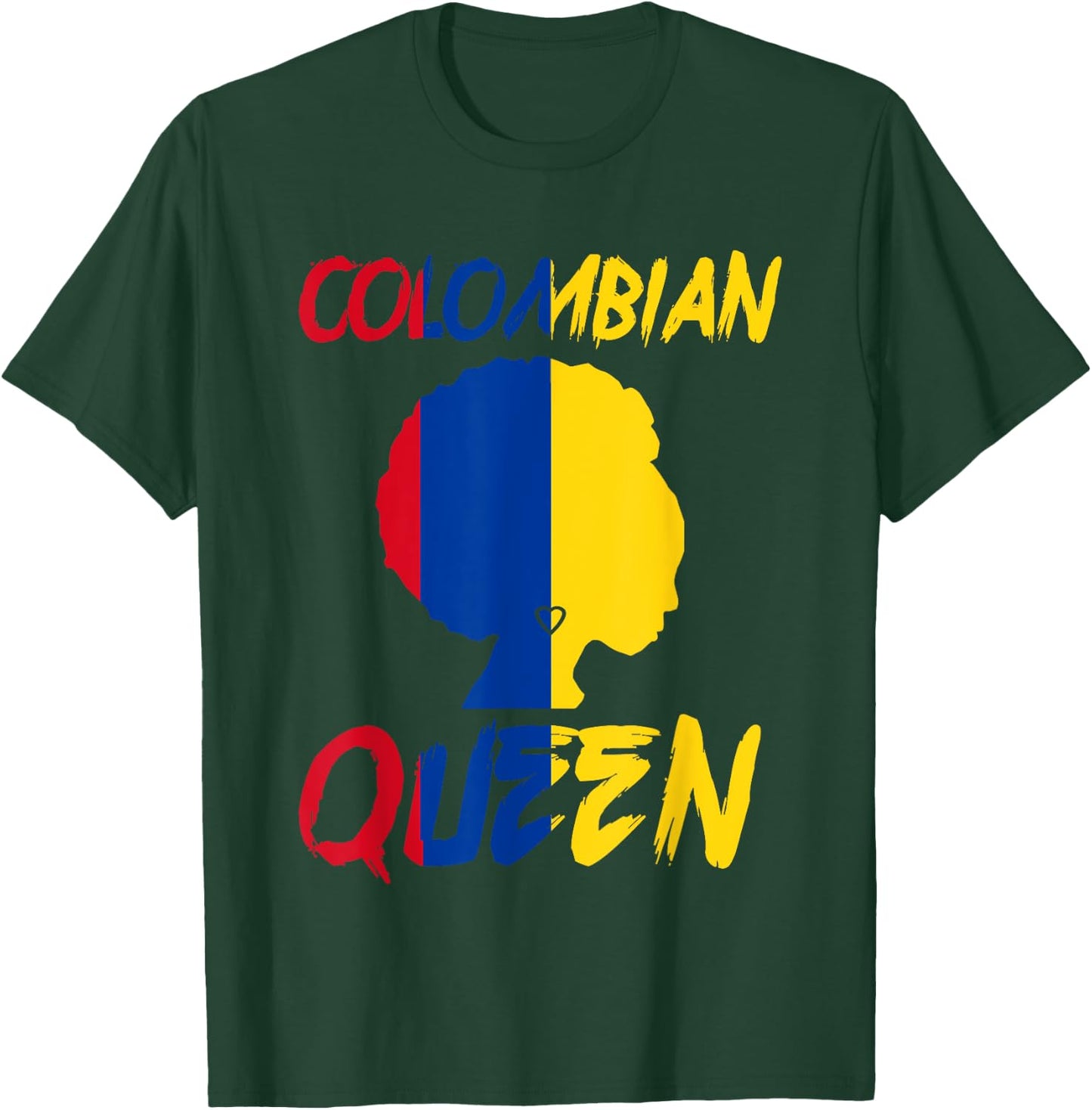 Colombian Queen Colombia Flag Afro Pride Proud Culture Home T-Shirt - T-Shirt | Forest