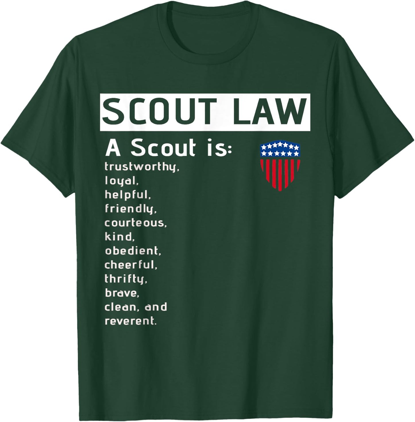 US America Flag Scouting for boys girls T-Shirt - T-Shirt | Forest