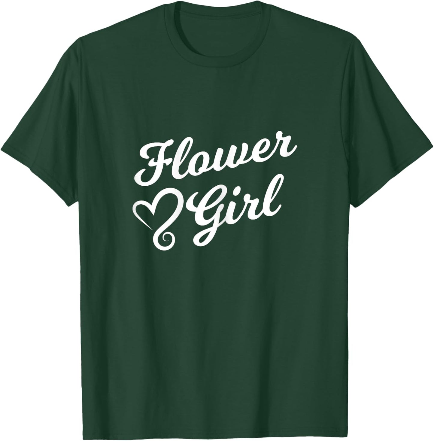 Flower Girl - Wedding for Girls, Cursive White Heart T-Shirt - T-Shirt | Forest