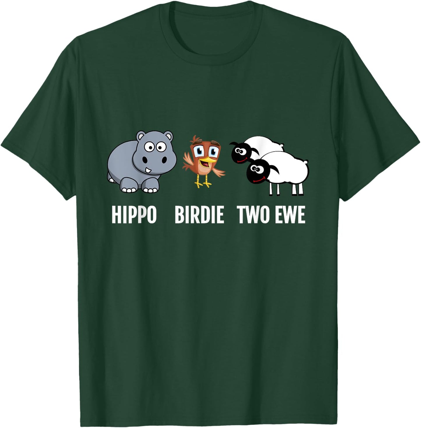 Funny Birthday Shirt Hippo Birdie Two Ewe pun T-Shirt - T-Shirt | Forest