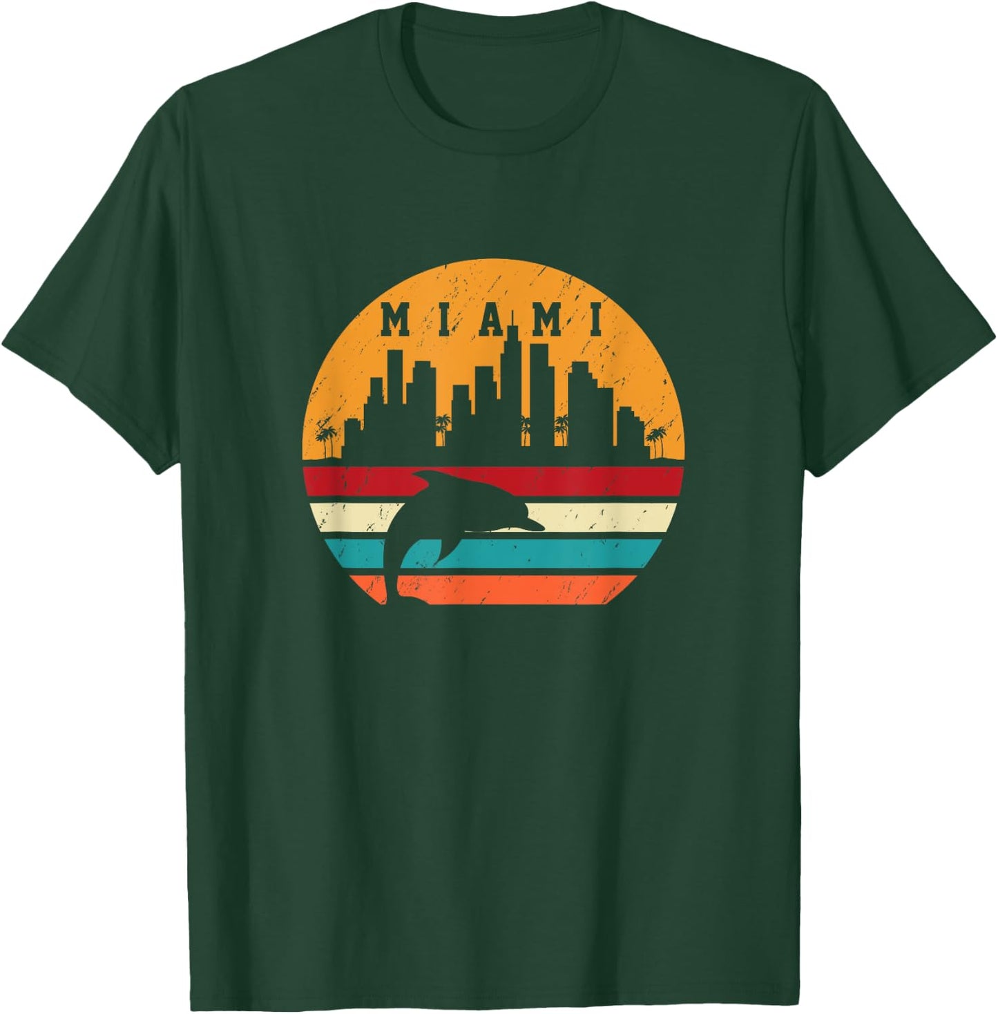 Vintage Miami 80s Dolphin Silhouette Souvenir Dolphin lovers T-Shirt - T-Shirt | Forest