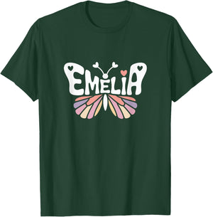 Emelia Butterfly - Personalized Cute Name Word Art T-Shirt - T-Shirt | Forest