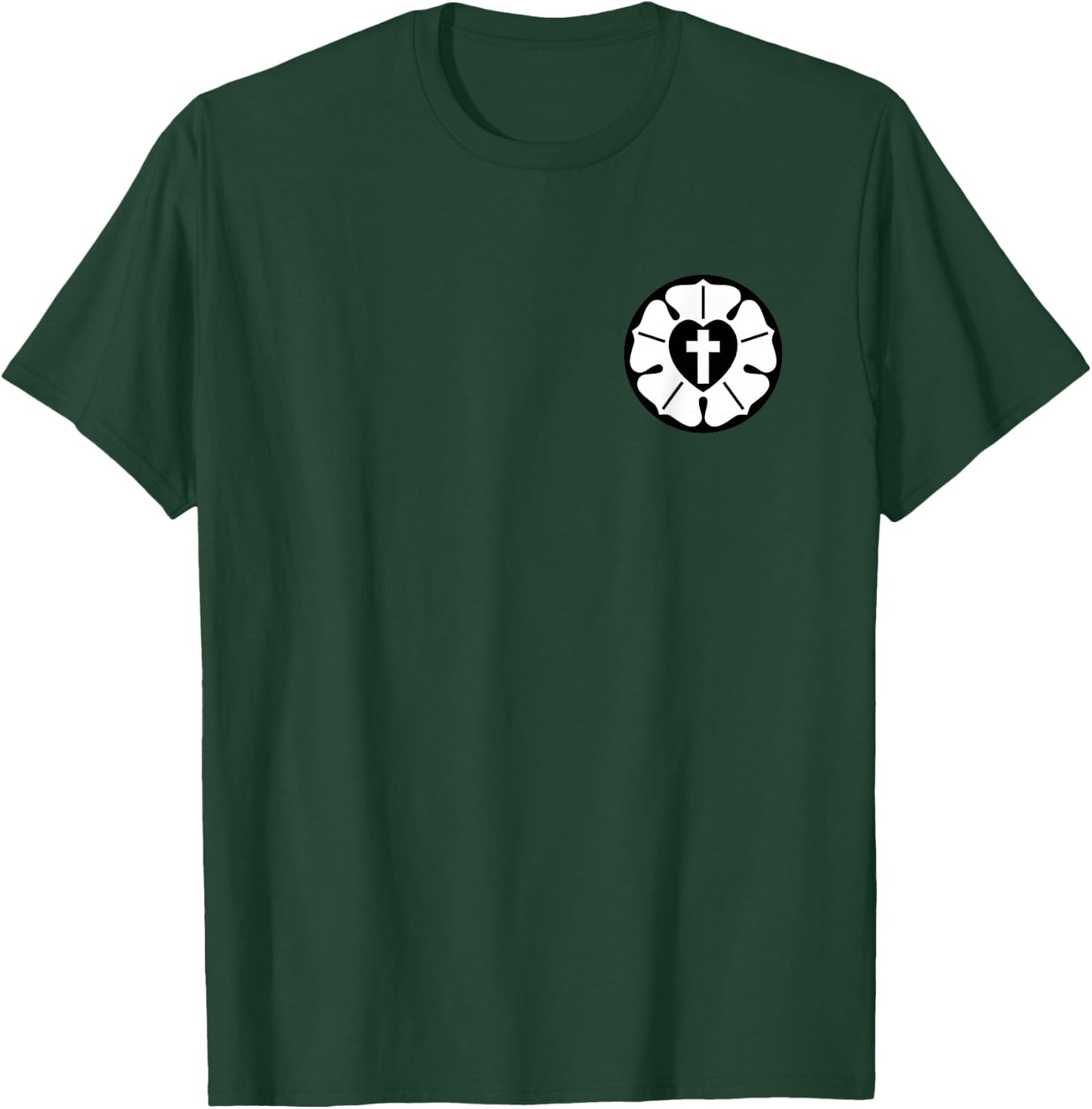 Lutheran Rose - Lutheran Cross T-Shirt - T-Shirt | Forest