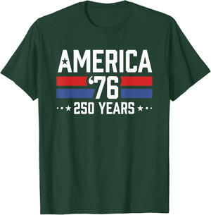 America 76 Retro 250 Years 1776 2026 250th Anniversary USA T-Shirt - T-Shirt | Forest