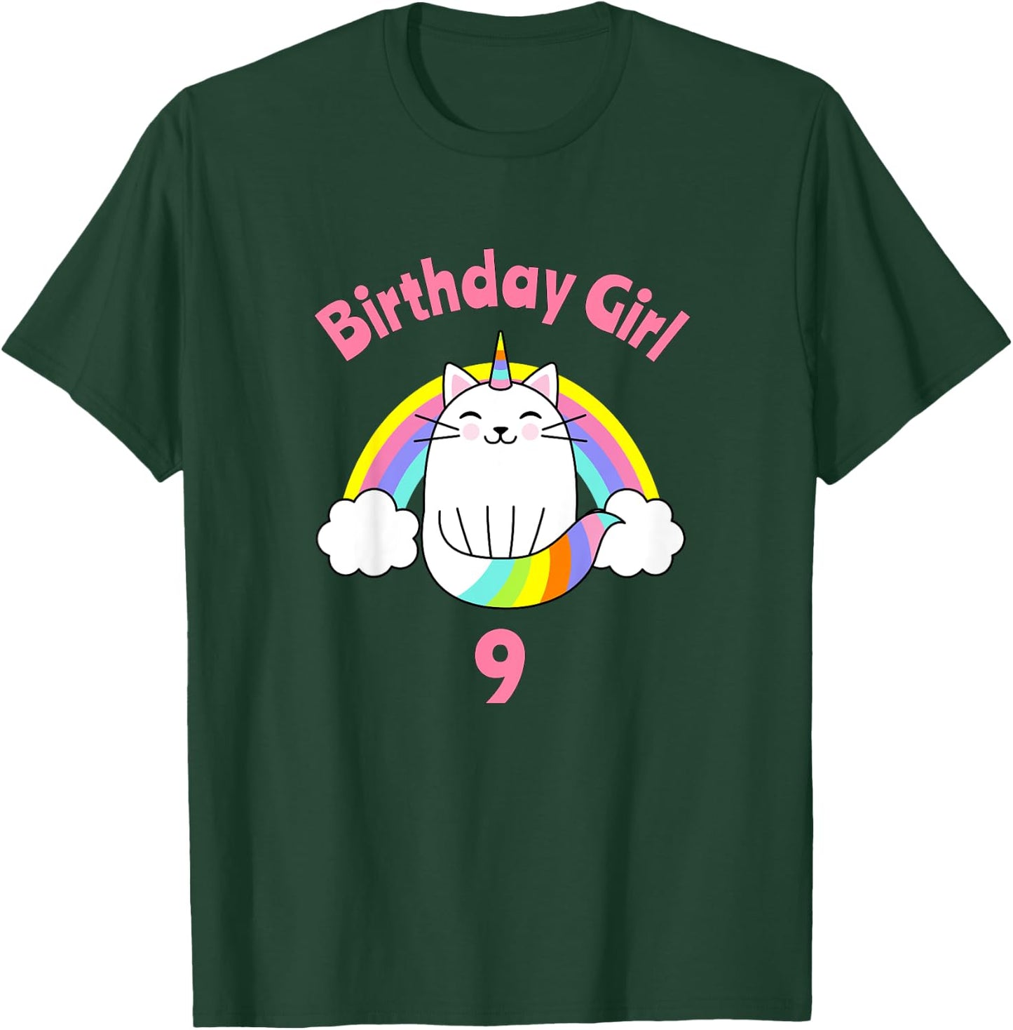 Kids Birthday Girl for Girls 9 Year Old 9th Party Nine T-Shirt - T-Shirt | Forest