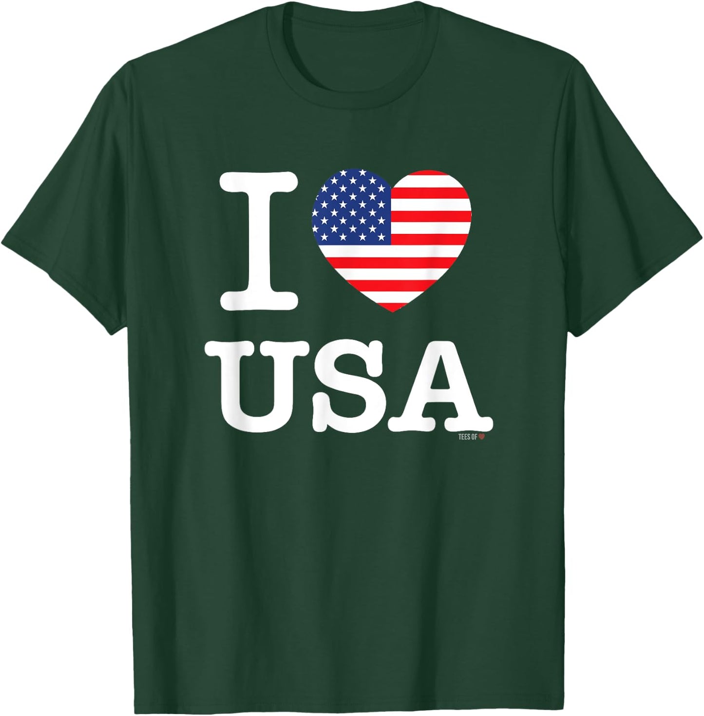 I Love USA White United States of America Flag Heart T-Shirt - T-Shirt | Forest