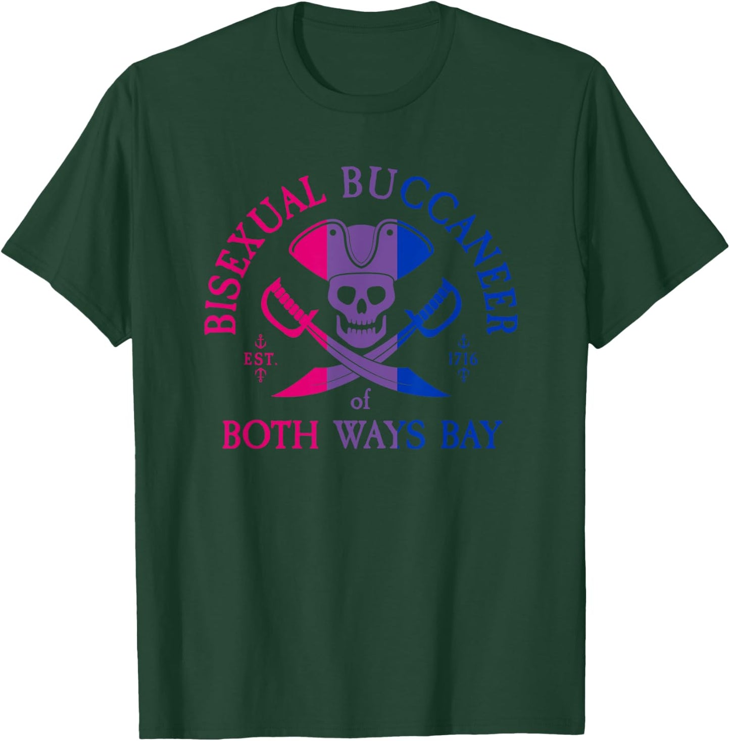 Bisexual Buccaneer of Both Ways Bay Bi Pride Shirt T-Shirt - T-Shirt | Forest