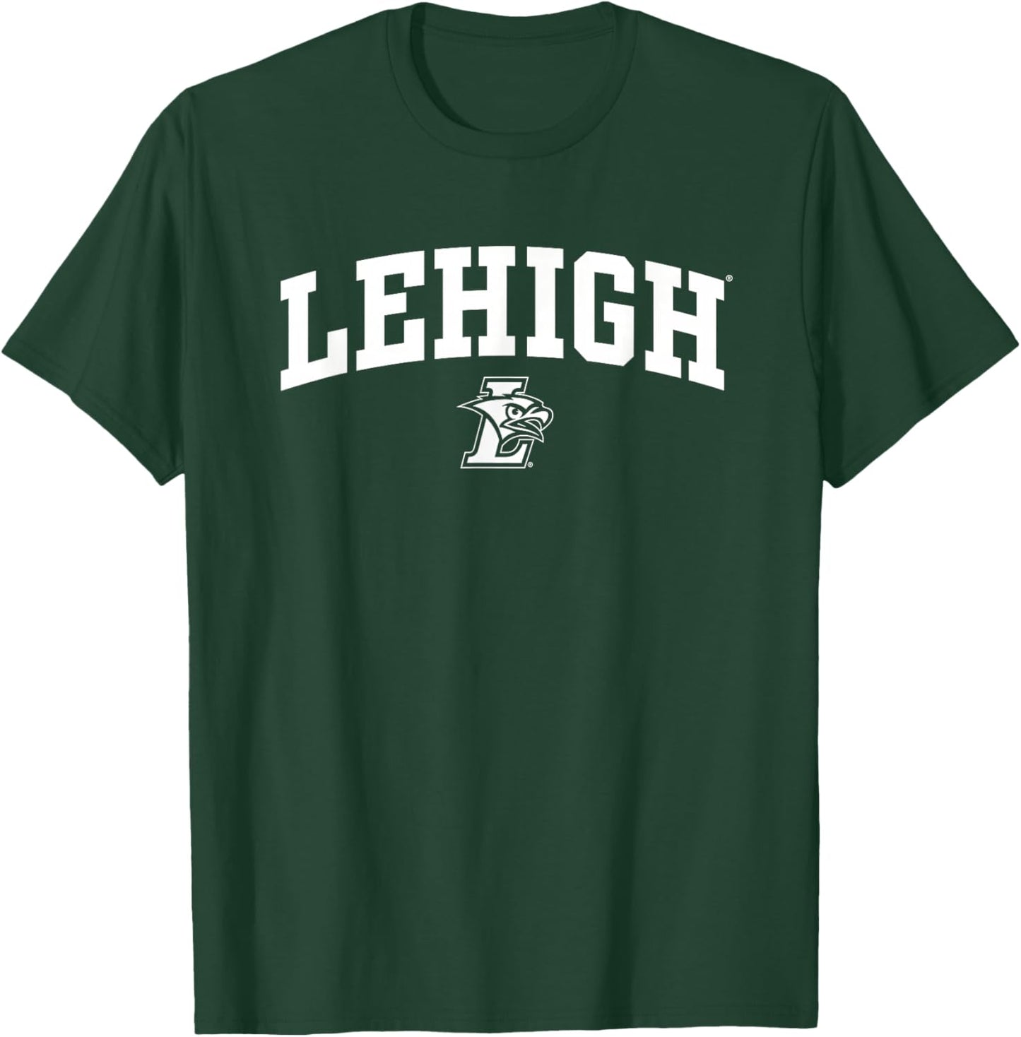Lehigh University Mountain Hawks Arched One Color Logo T-Shirt - T-Shirt | Forest