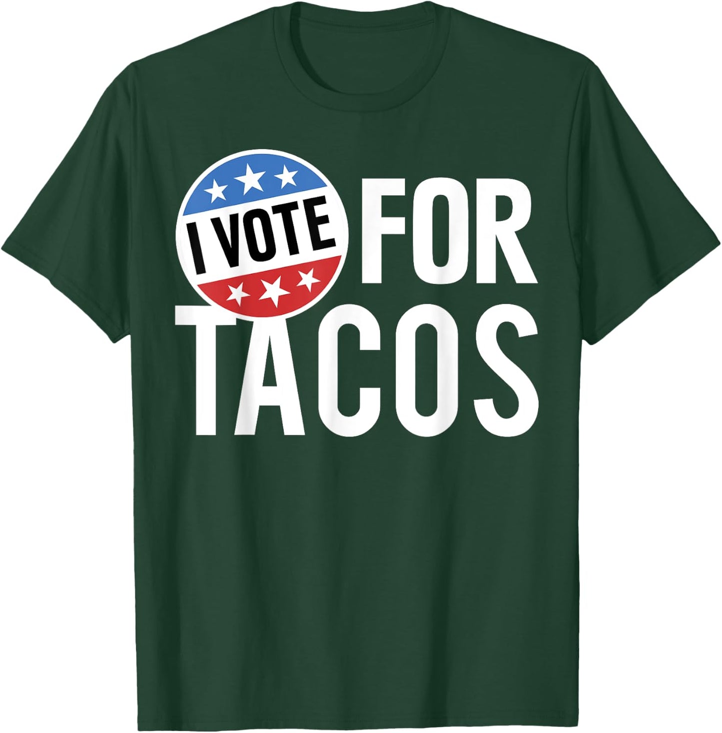 Trendy Apparel -Adults Black Small I Vote For Tacos Badge T-Shirt - T-Shirt | Forest