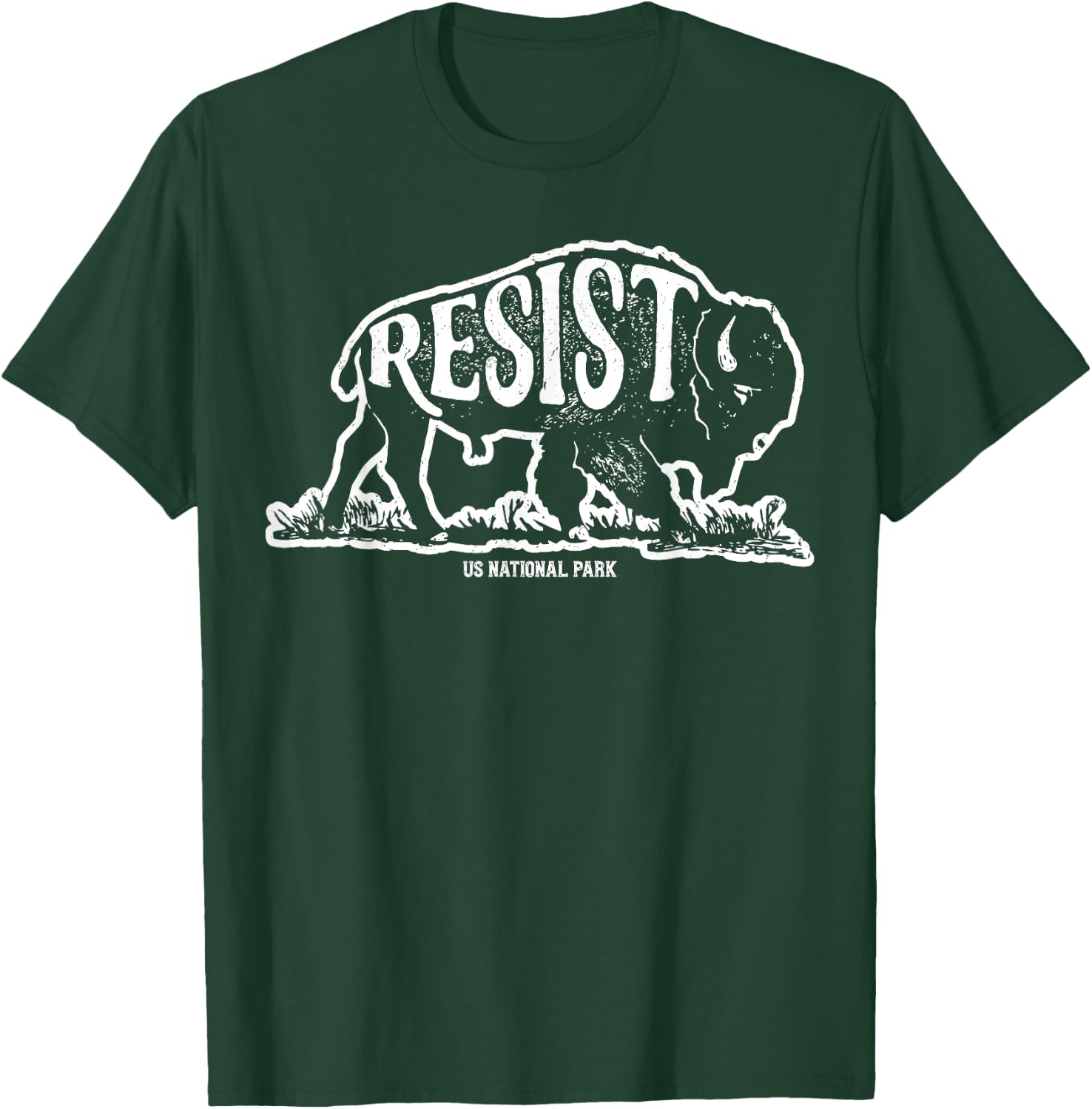 ALT US National Park Resist Service Bison Buffalo Vintage T-Shirt - T-Shirt | Forest