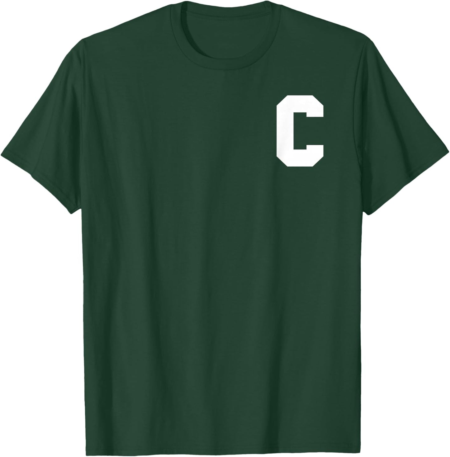 Sports Team Captain Letter C T-Shirt - T-Shirt | Forest