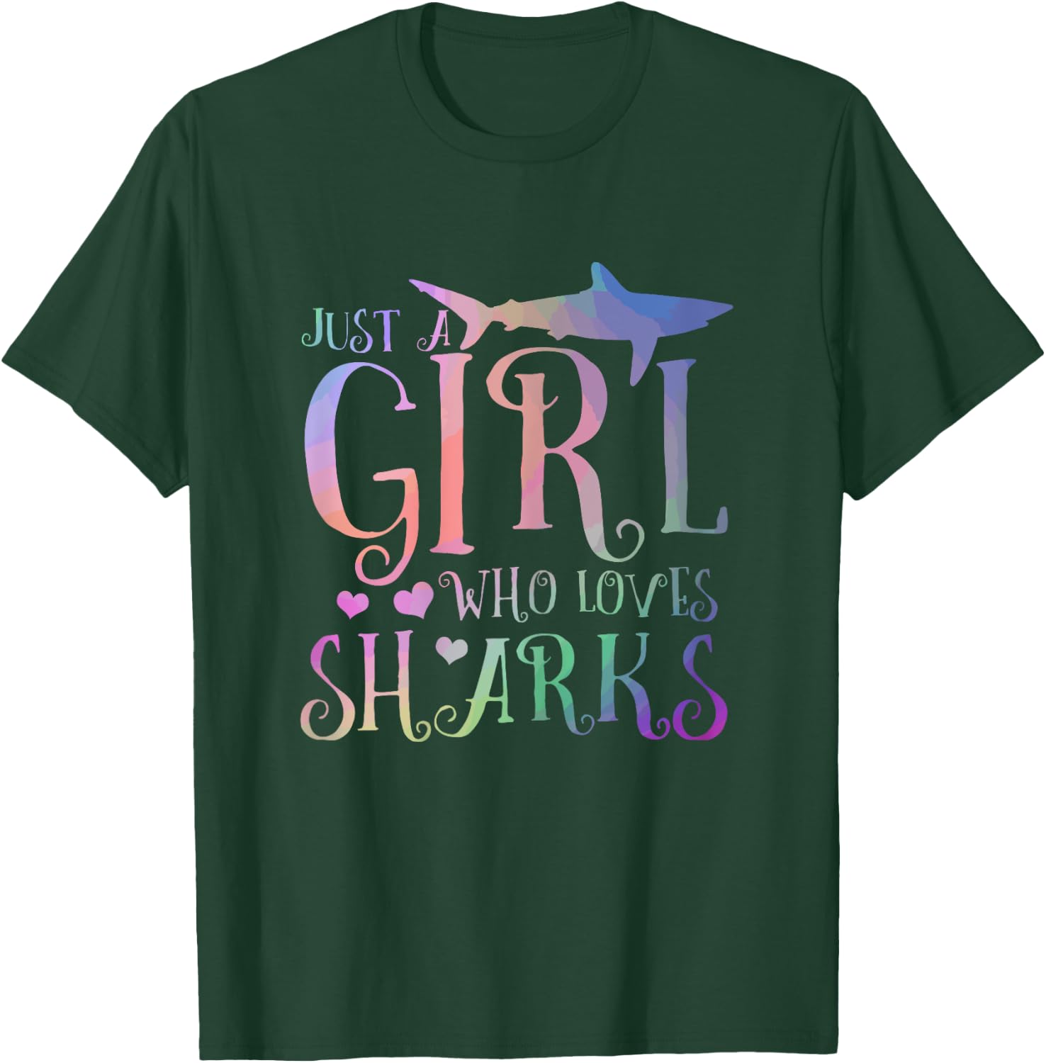 Just A Girl Who Loves Sharks Funny Watercolor Fishing Gift T-Shirt - T-Shirt | Forest