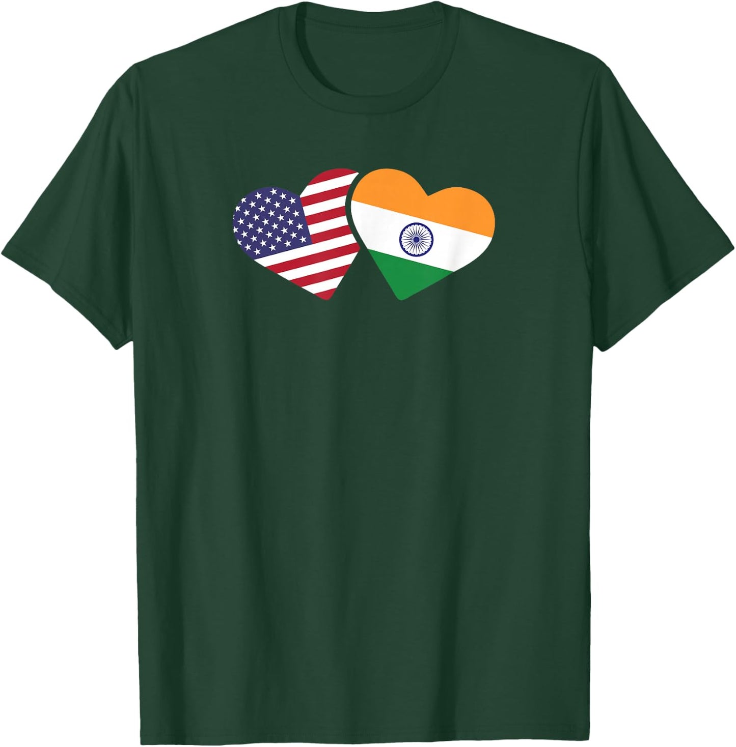 India USA Flag T Shirt Heart Indian American Love T-Shirt - T-Shirt | Forest