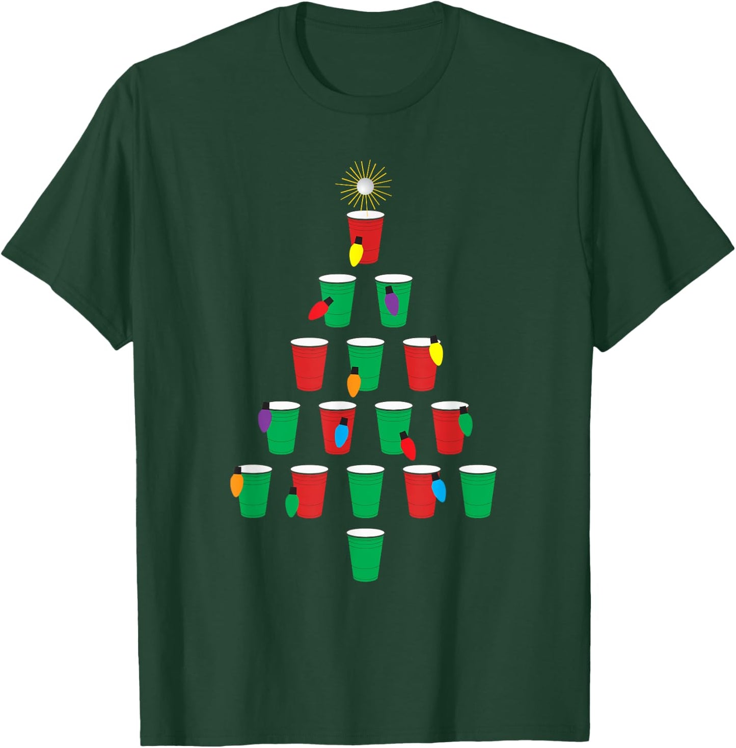 Beer Pong Christmas Tree - Holiday Shirt Design! T-Shirt - T-Shirt | Forest