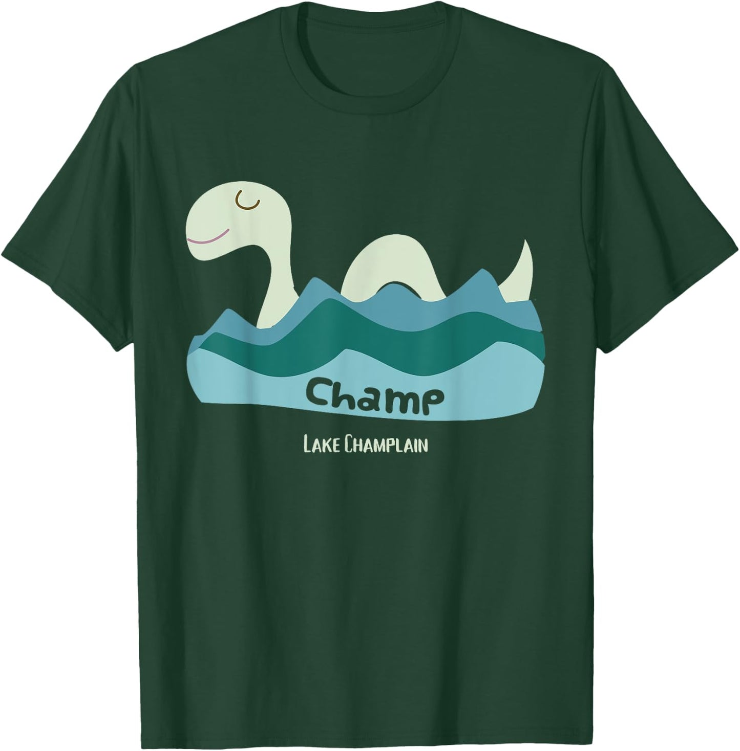 Champ Lake Champlain Lake Monster Cartoon Graphic T-Shirt - T-Shirt | Forest
