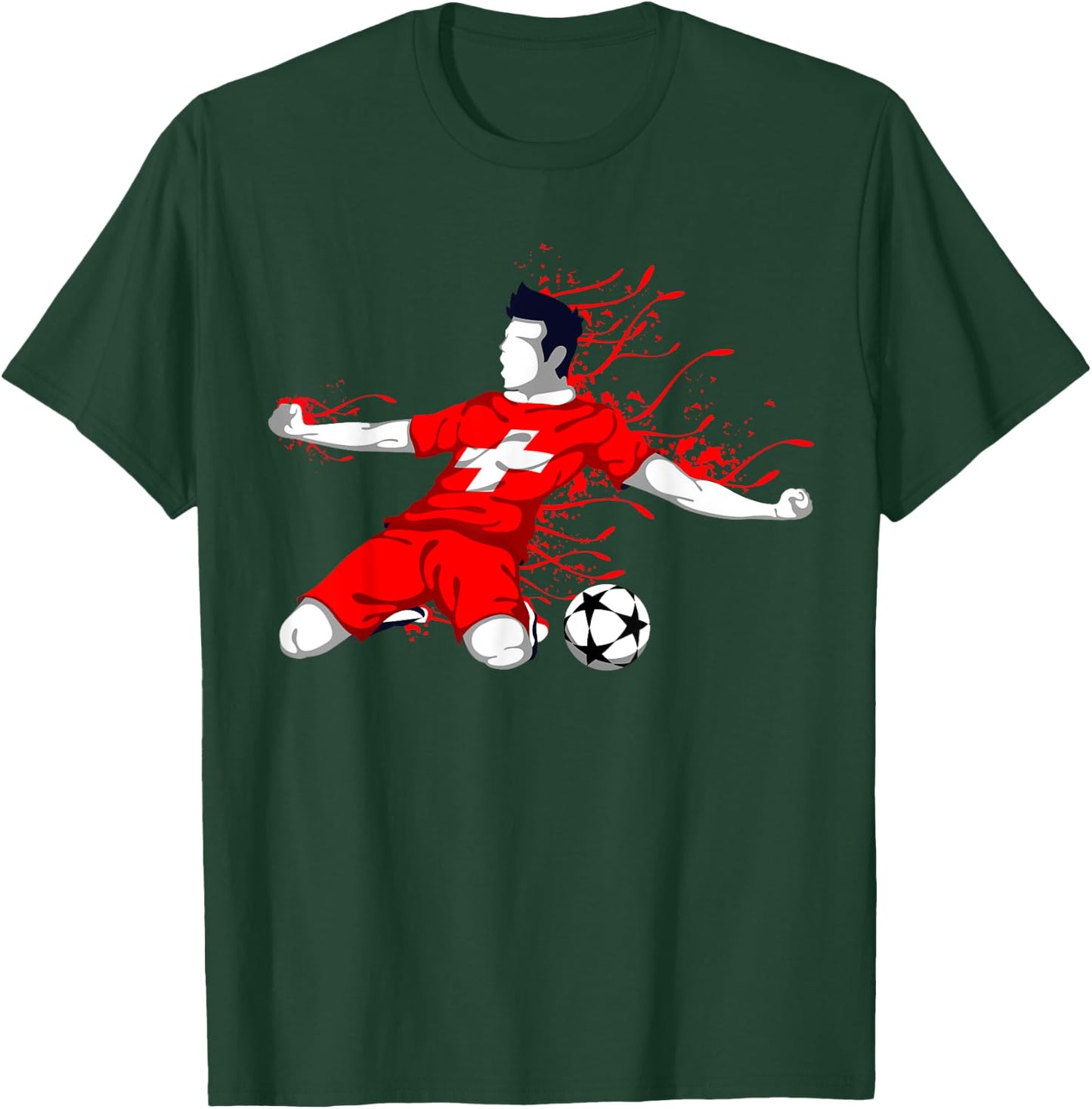 Switzerland Football Fans Jersey Swiss Soccer Lovers Sport T-Shirt - T-Shirt | Forest