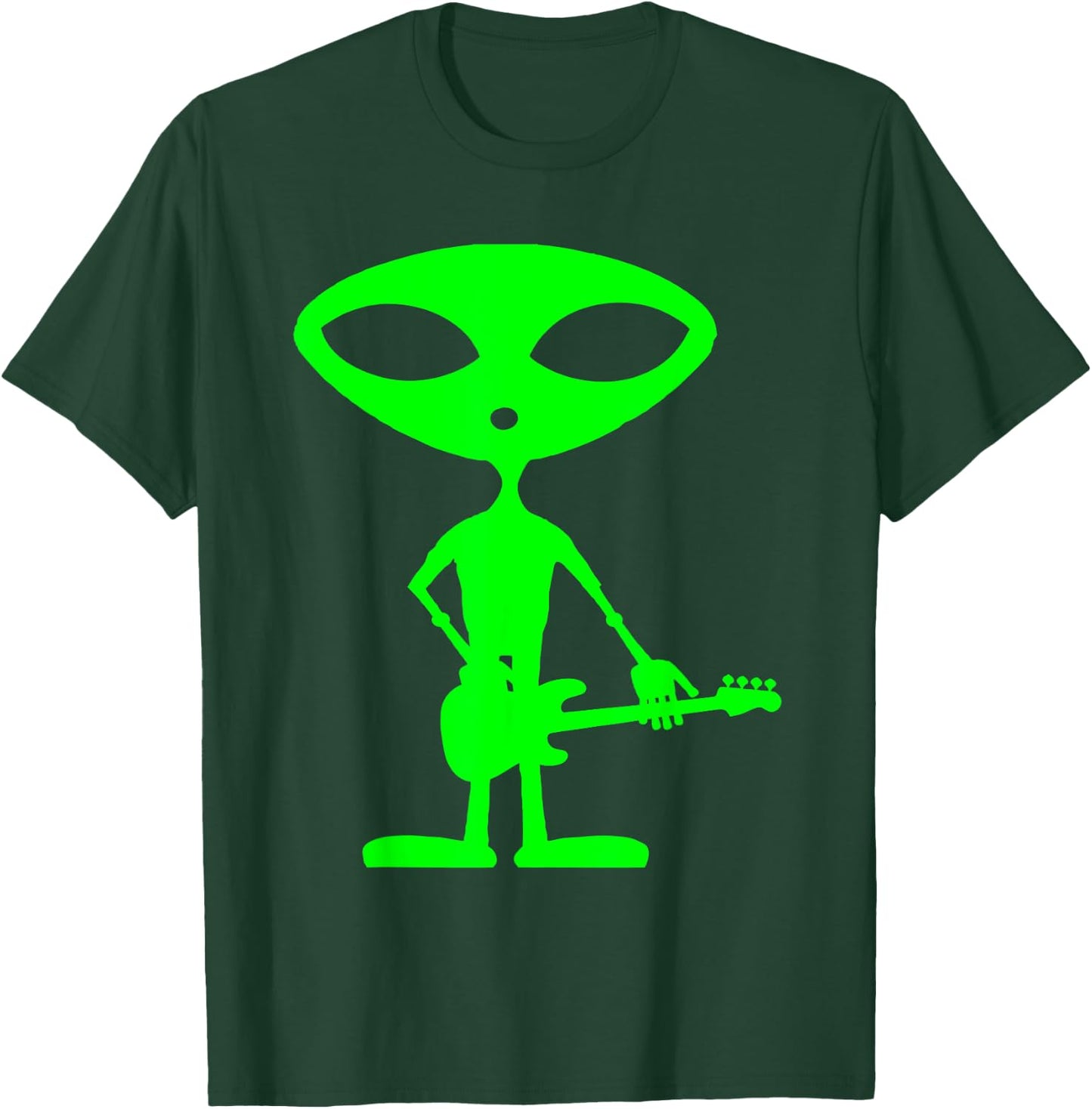 Alien Bassist Funny Bass Guitar Player T-Shirt - T-Shirt | Forest