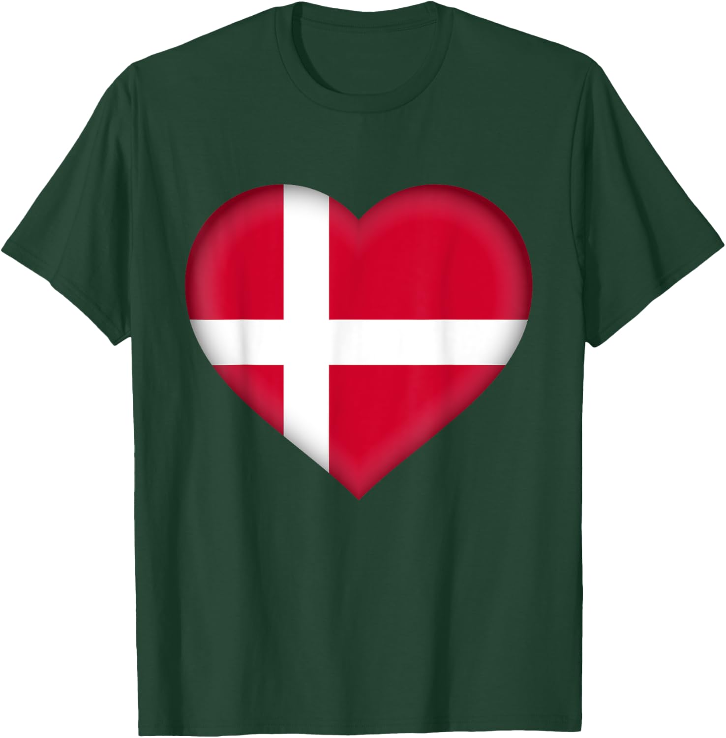I Love Denmark | Danish Flag Heart Outfit T-Shirt - T-Shirt | Forest