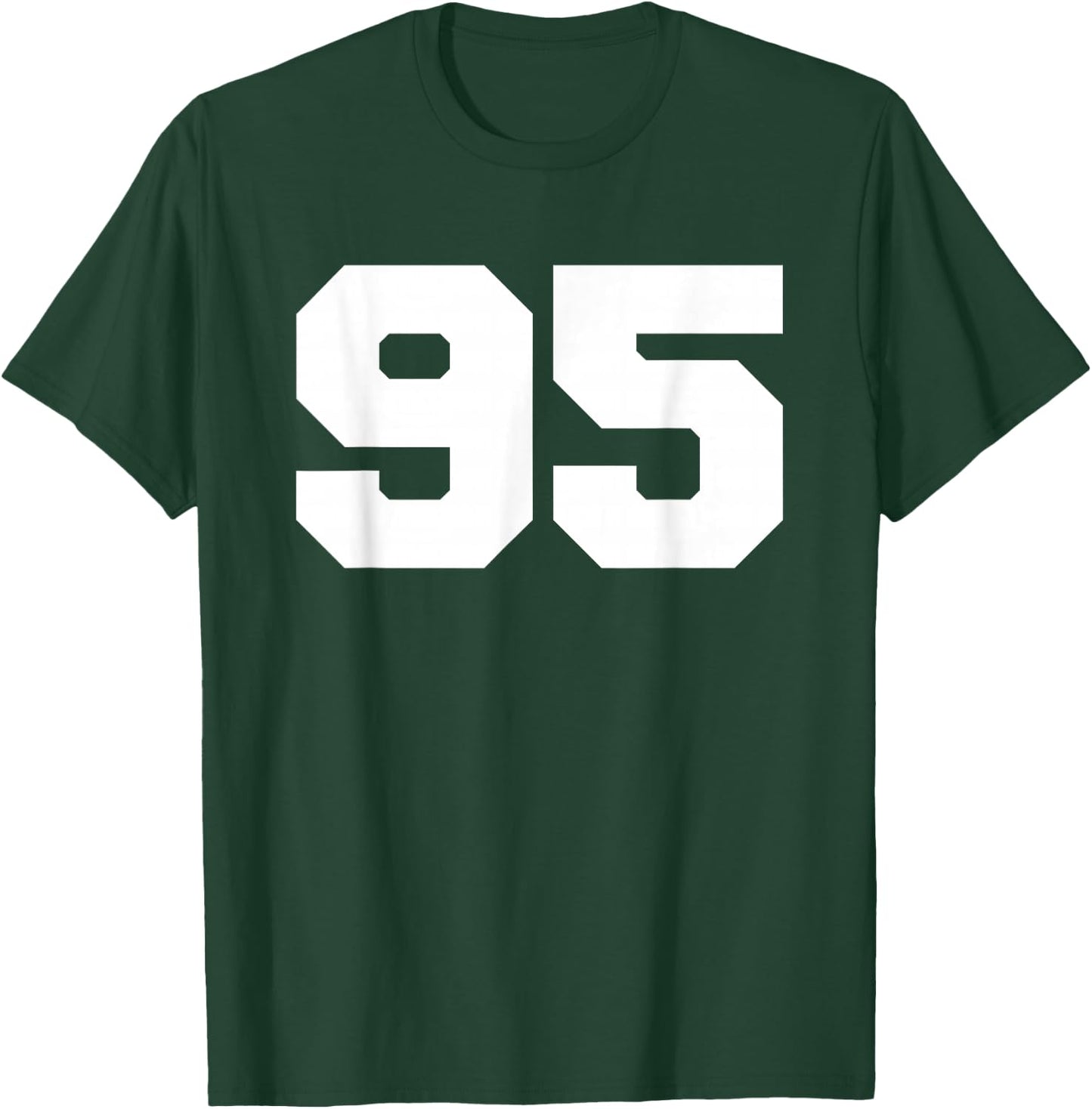 Number 95 Sports Jersey Player #95 Fan FRONT Print Varsity T-Shirt - T-Shirt | Forest