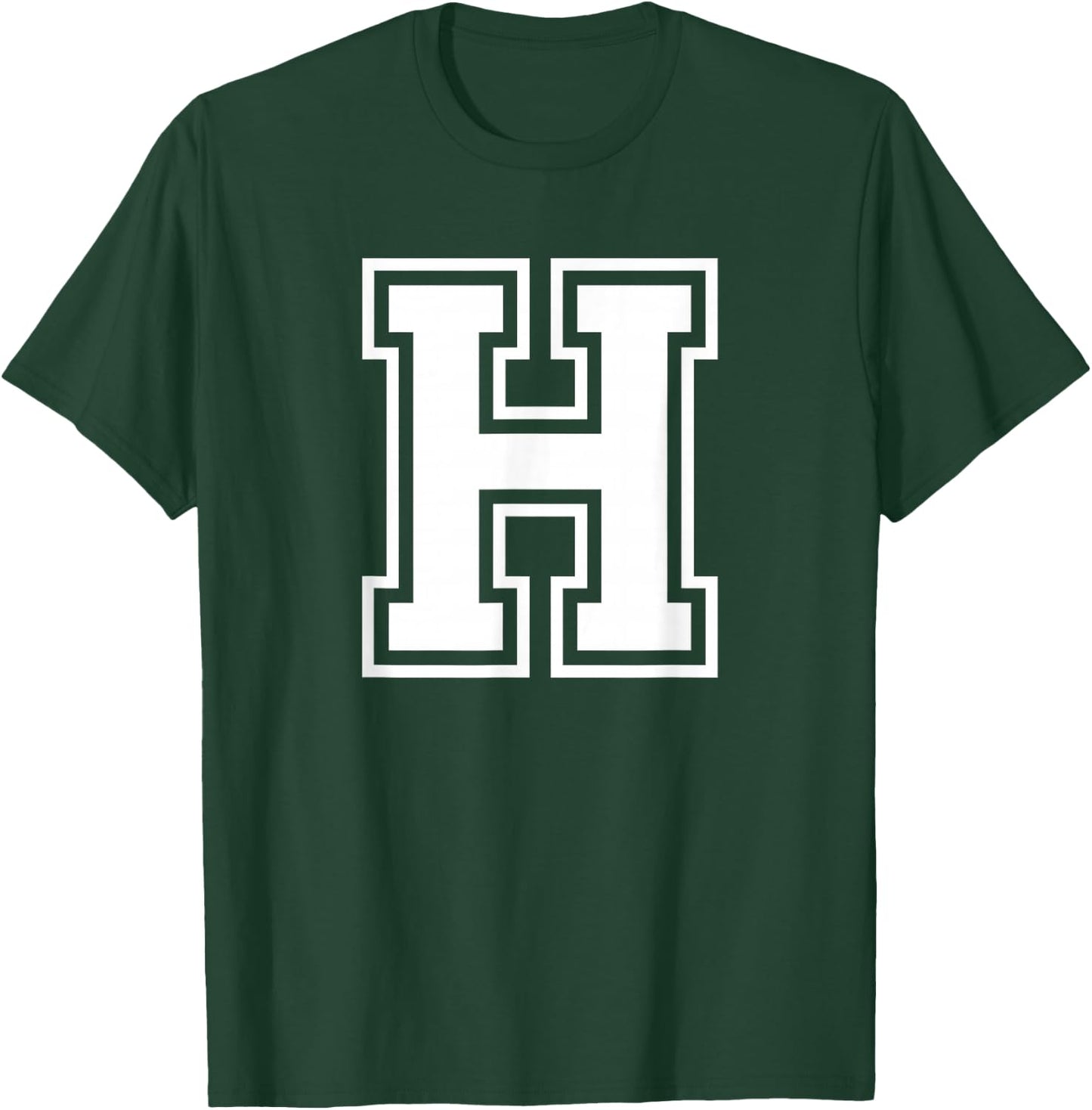 Letter H Name Initial Varsity Alphabet Monogram T-Shirt - T-Shirt | Forest