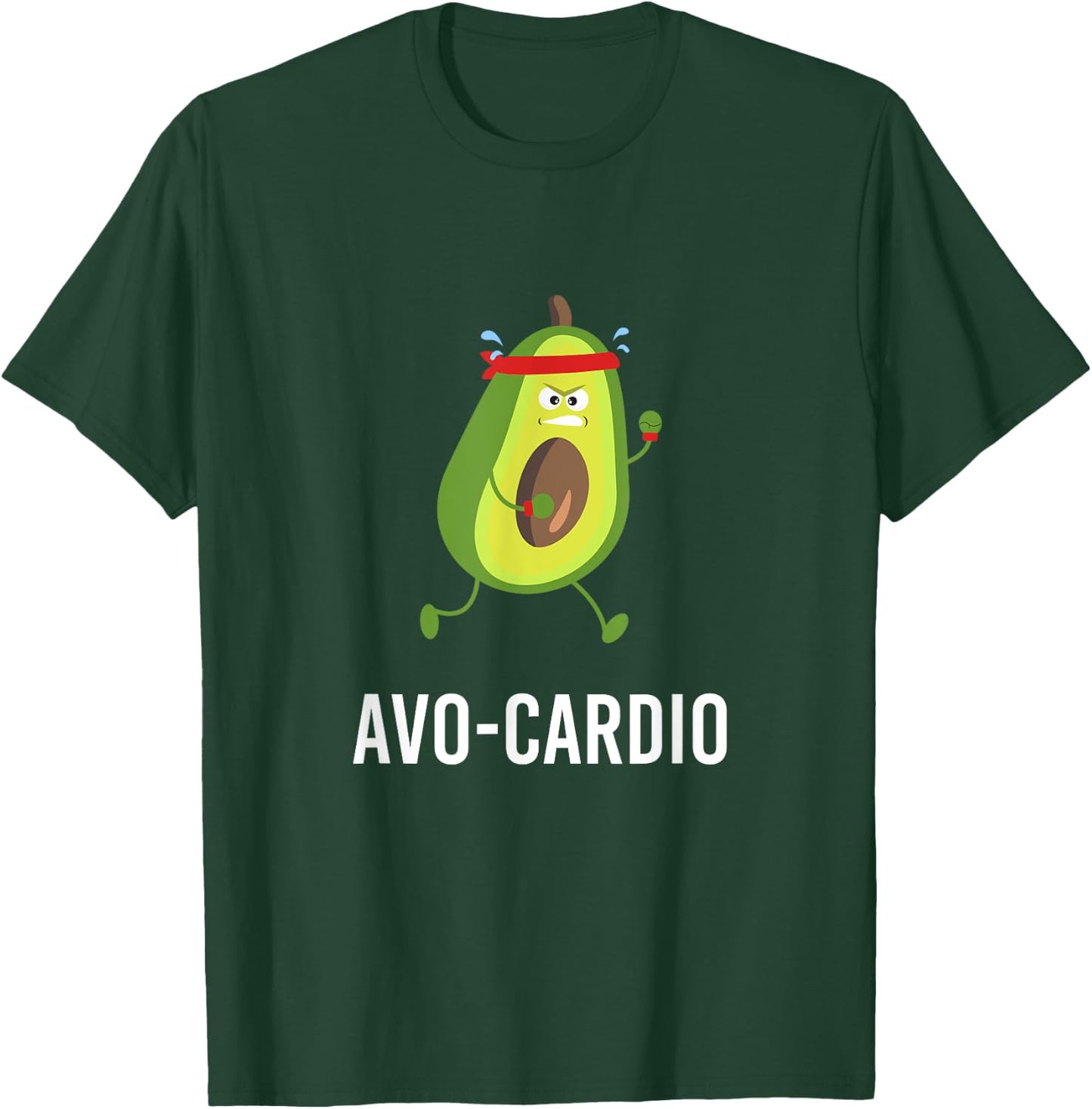 Avo-Cardio Funny Pun Workout Running Avocado T-Shirt - T-Shirt | Forest
