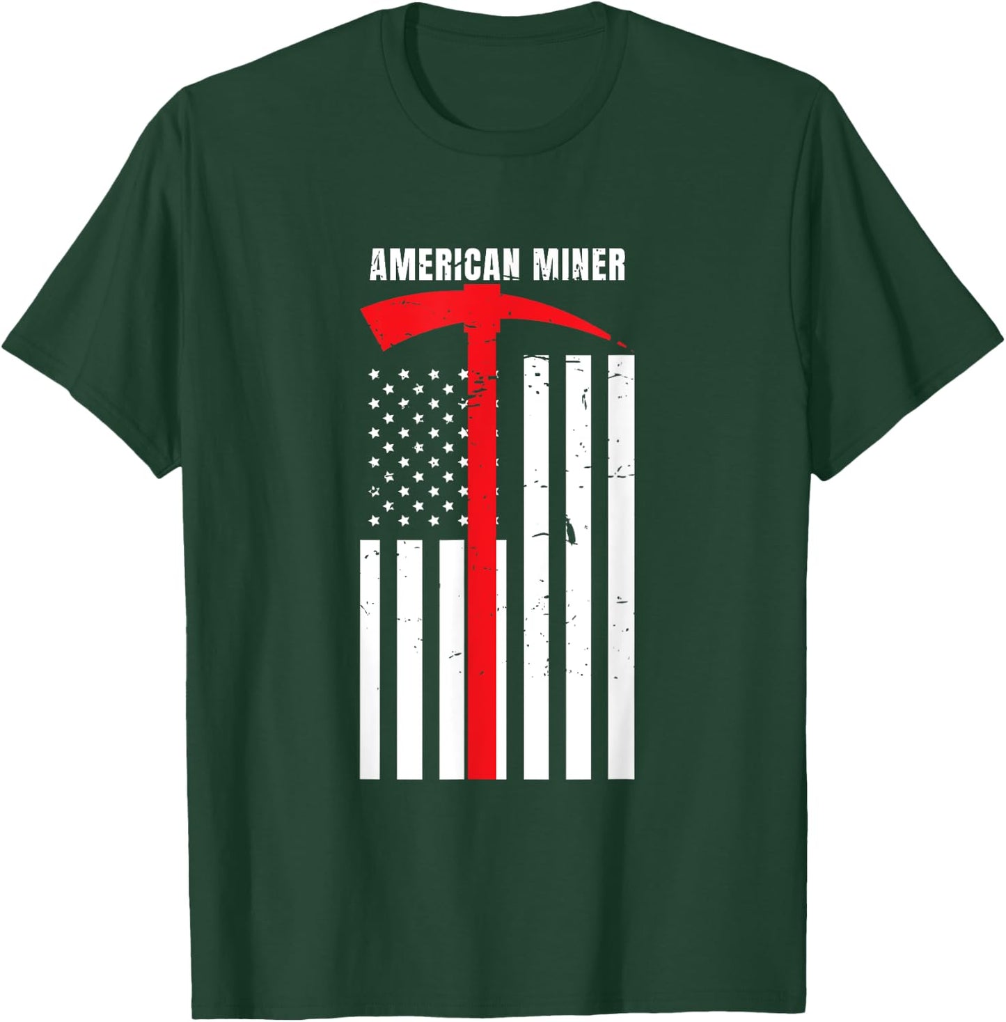 American Miner Coal Gold Pickaxe Patriotic Gift T-Shirt - T-Shirt | Forest