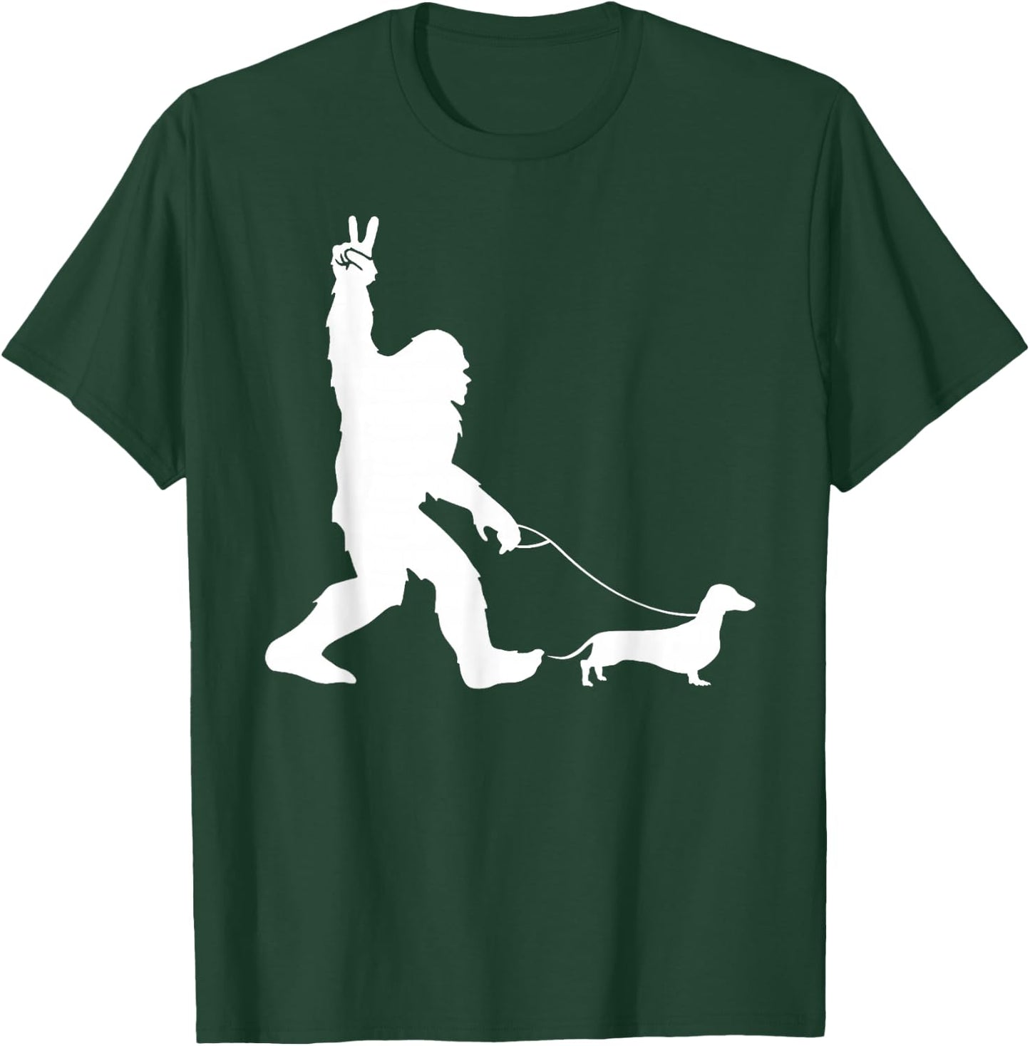 Bigfoot Walking Dachshund Sasquatch Wiener Dog Men Women Girls Kids T-Shirt - T-Shirt | Forest