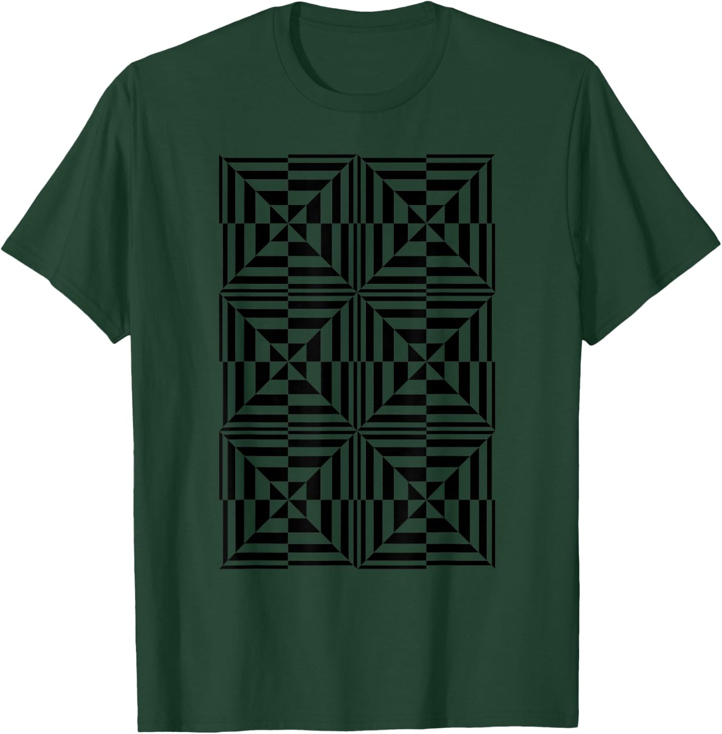 Crazy Squares OP ART Cool Optical Illusion Design T-Shirt - T-Shirt | Forest