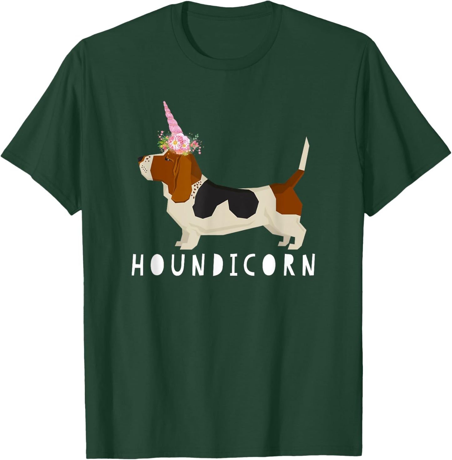Houndicorn! Funny Basset Hound Unicorn Dog Love T Shirt Women Girls Kids T-Shirt - T-Shirt | Forest