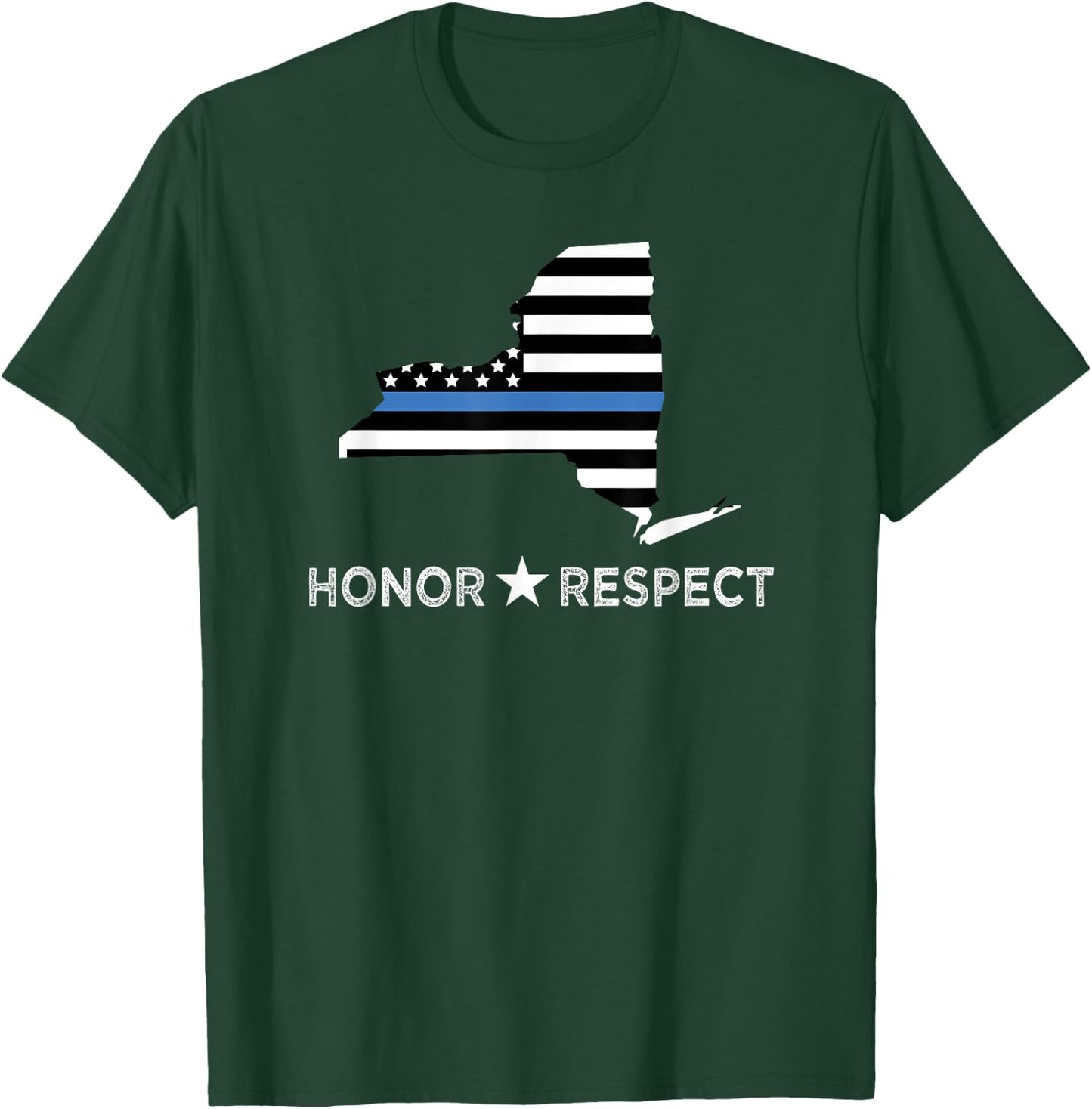 NYPD Thin Blue Line Flag LEO Support Honor Respect T-Shirt - T-Shirt | Forest