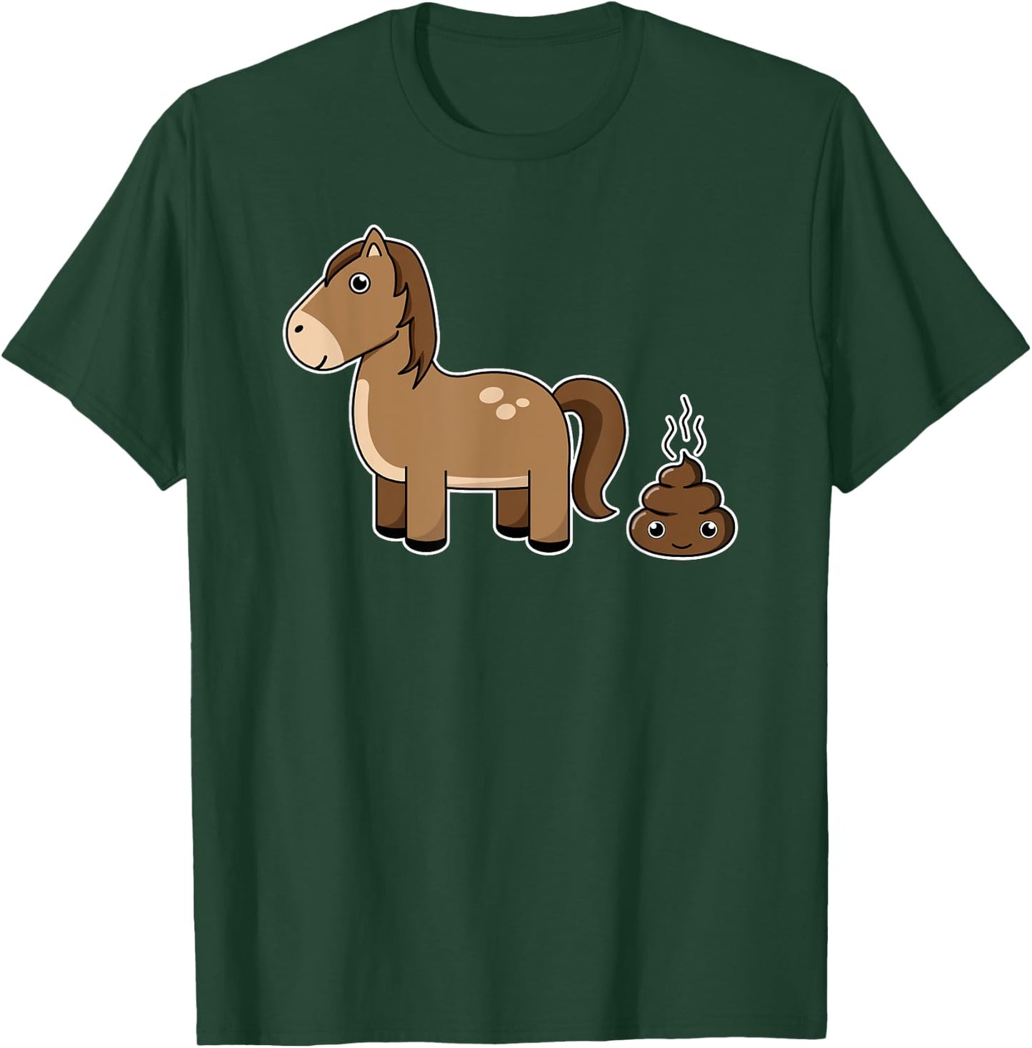 Funny Horse Shit Poop Face Cartoon Illustration Gift T-Shirt - T-Shirt | Forest