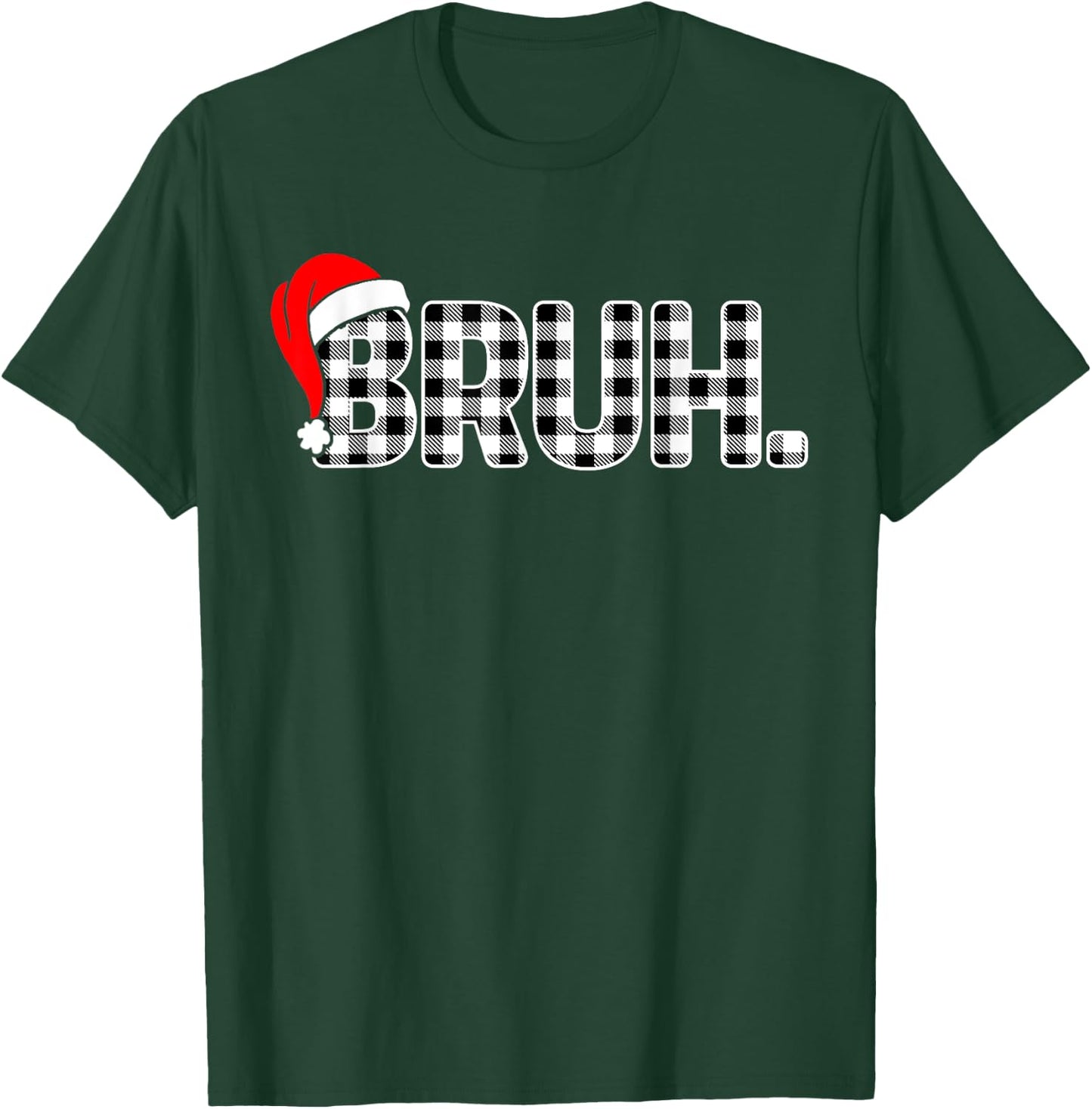 Bruh Funny Christmas Plaid Teens Boys Kids Xmas Pajamas T-Shirt - T-Shirt | Forest