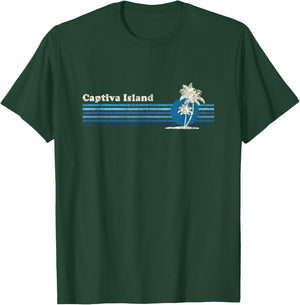 Captiva Island FL Vintage 80s Palm Trees Sunset T-Shirt - T-Shirt | Forest