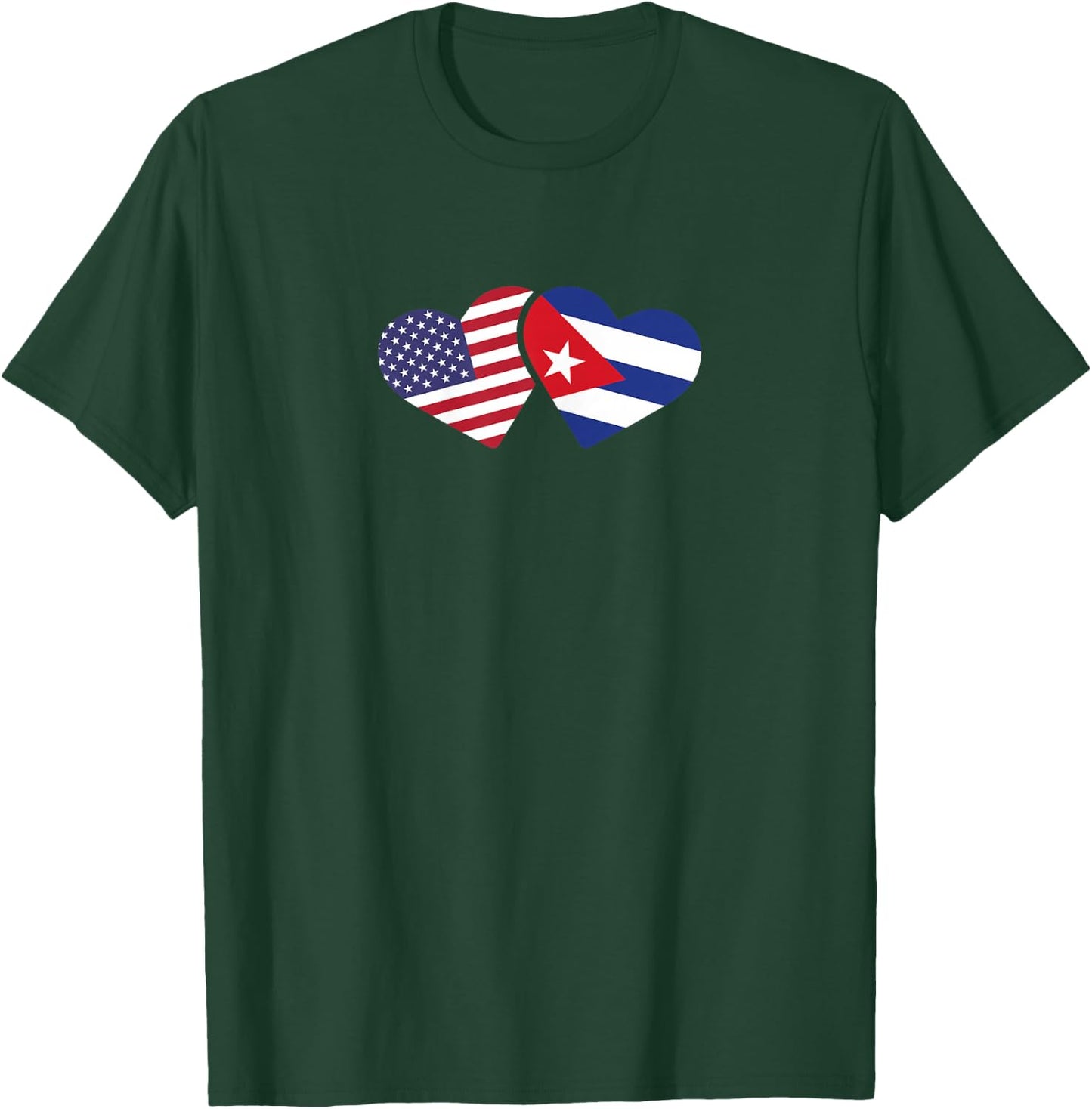 Cuba USA Flag T Shirt Heart Cuban American Love Cute T-Shirt - T-Shirt | Forest
