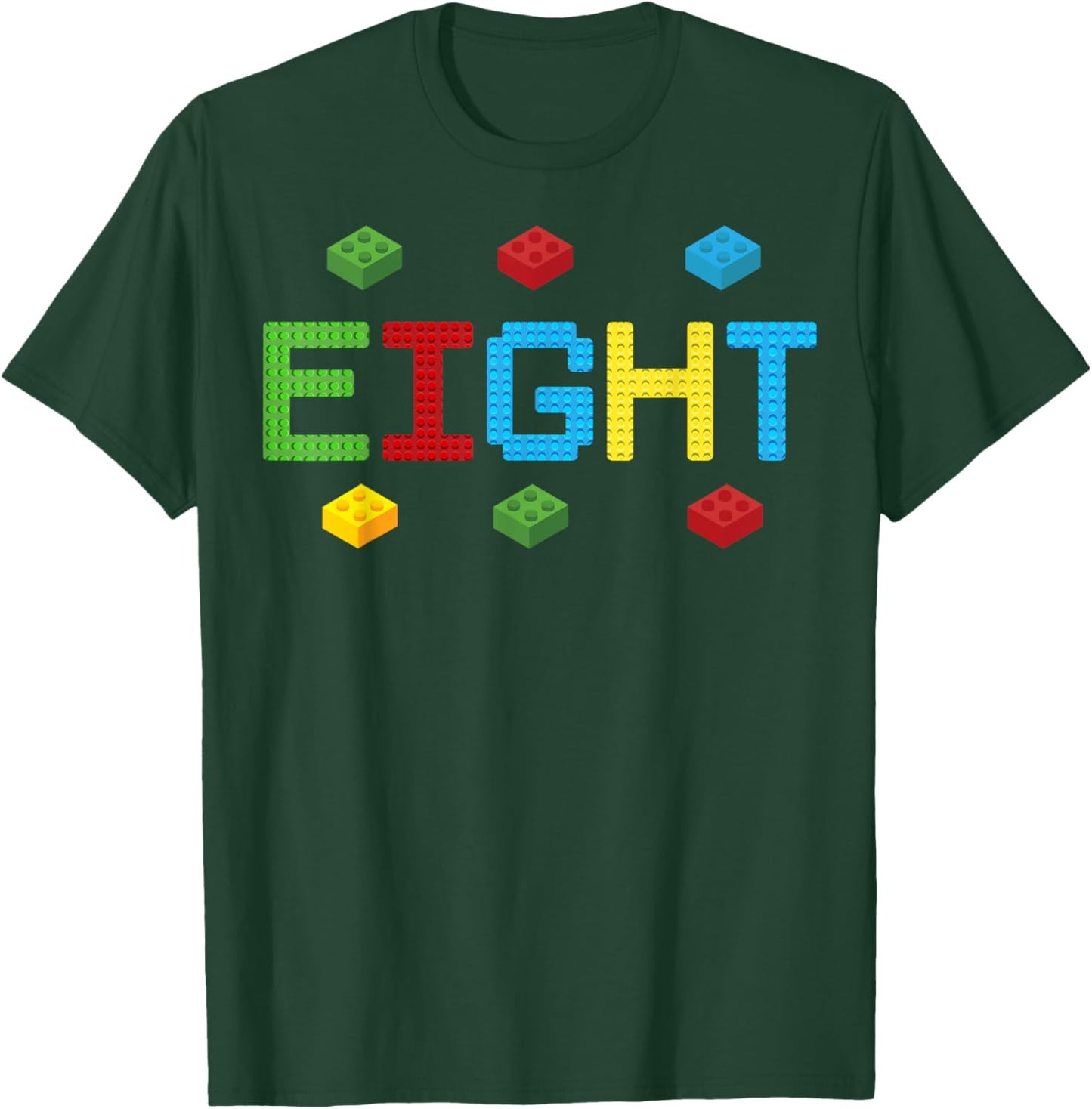 Building Blocks 8th Birthday Eight Years Old Kids Builder T-Shirt - T-Shirt | Forest
