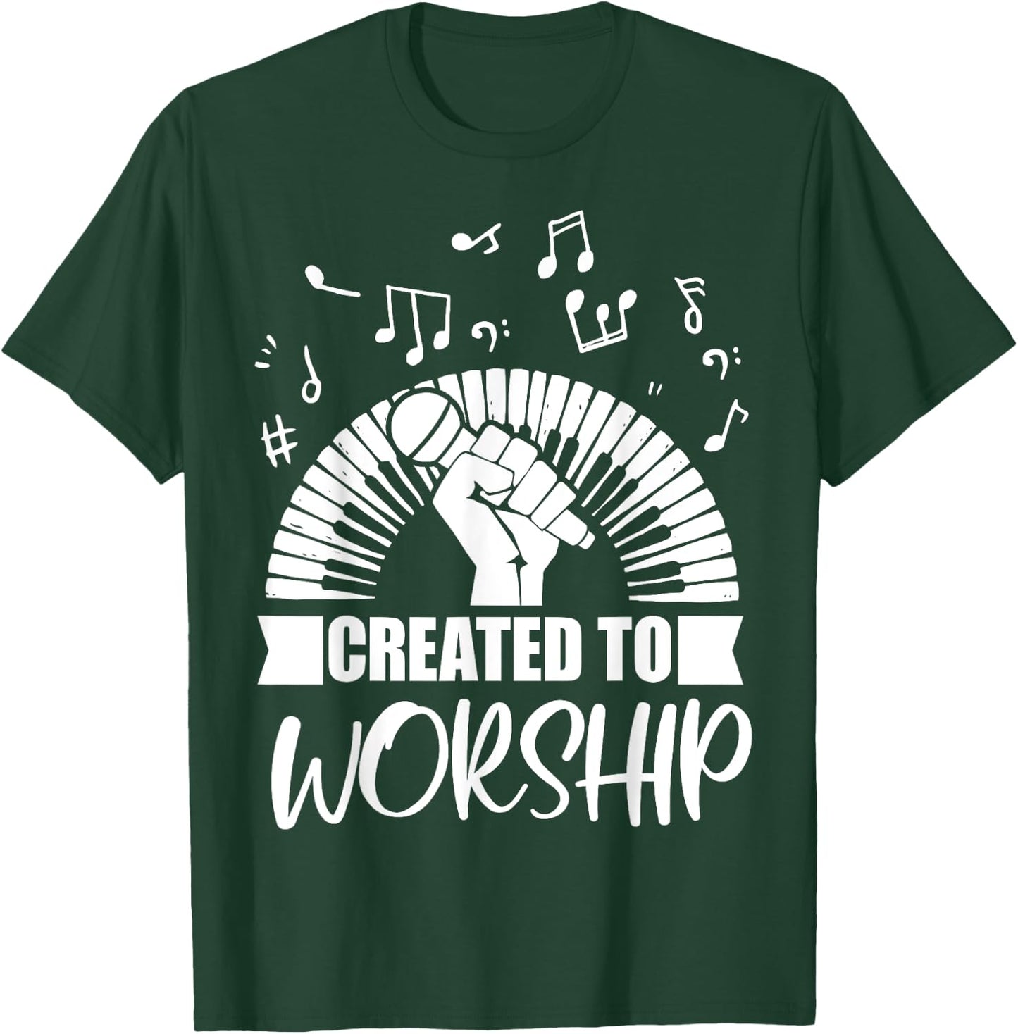Christian Piano Player Created To Worship Gift Pianist T-Shirt - T-Shirt | Forest