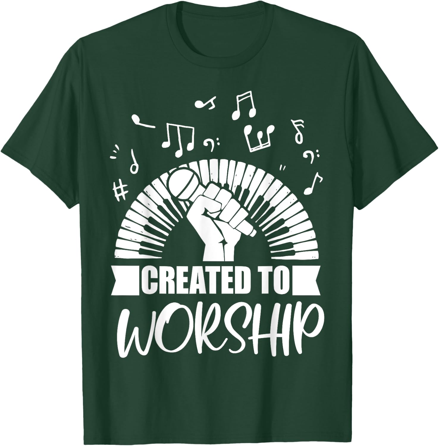 Christian Piano Player Created To Worship Gift Pianist T-Shirt - T-Shirt | Forest