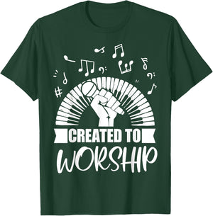 Christian Piano Player Created To Worship Gift Pianist T-Shirt - T-Shirt | Forest