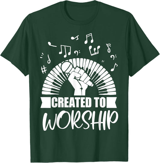 Christian Piano Player Created To Worship Gift Pianist T-Shirt - T-Shirt | Forest