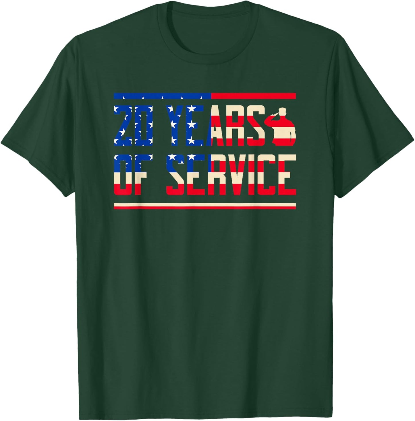 20 Years of Service Military Anniversary T-Shirt - T-Shirt | Forest