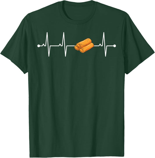 Lumpia Heartbeat Filipino Food T-Shirt - T-Shirt | Forest