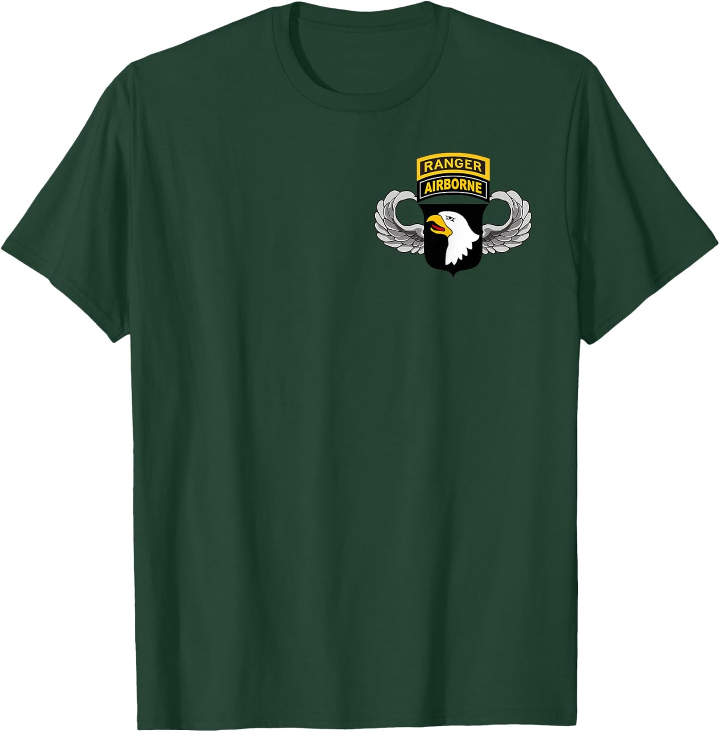 101st Airborne Shirt - Wings, Division Patch and Ranger Tab T-Shirt - T-Shirt | Forest