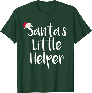 Kids Christmas Santa's Little Helper Shirt Santa Hat T-Shirt - T-Shirt | Forest