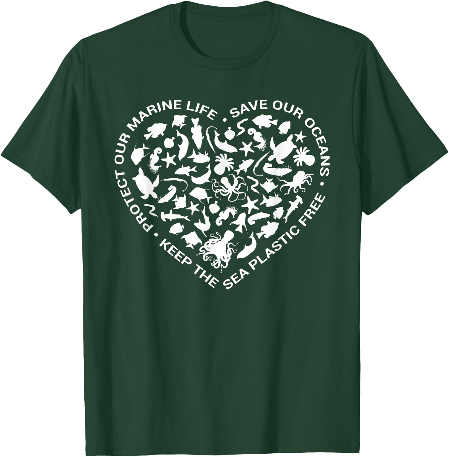 Heart Love Ocean life slogans icon for Protest March T-Shirt - T-Shirt | Forest