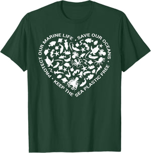 Heart Love Ocean life slogans icon for Protest March T-Shirt - T-Shirt | Forest