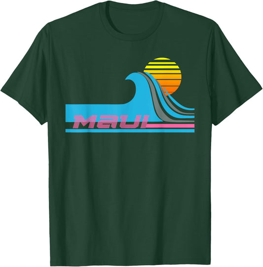 Maui T Shirt Retro 80s Style Surf T-Shirt - T-Shirt | Forest
